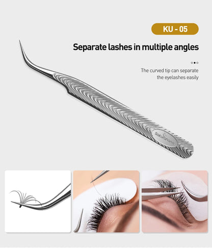 SAKURAHANA Anti-Static Eyelash Tweezers Professional High Precision Volume Extension Stainless Steel Anti-slip Makeup Tool