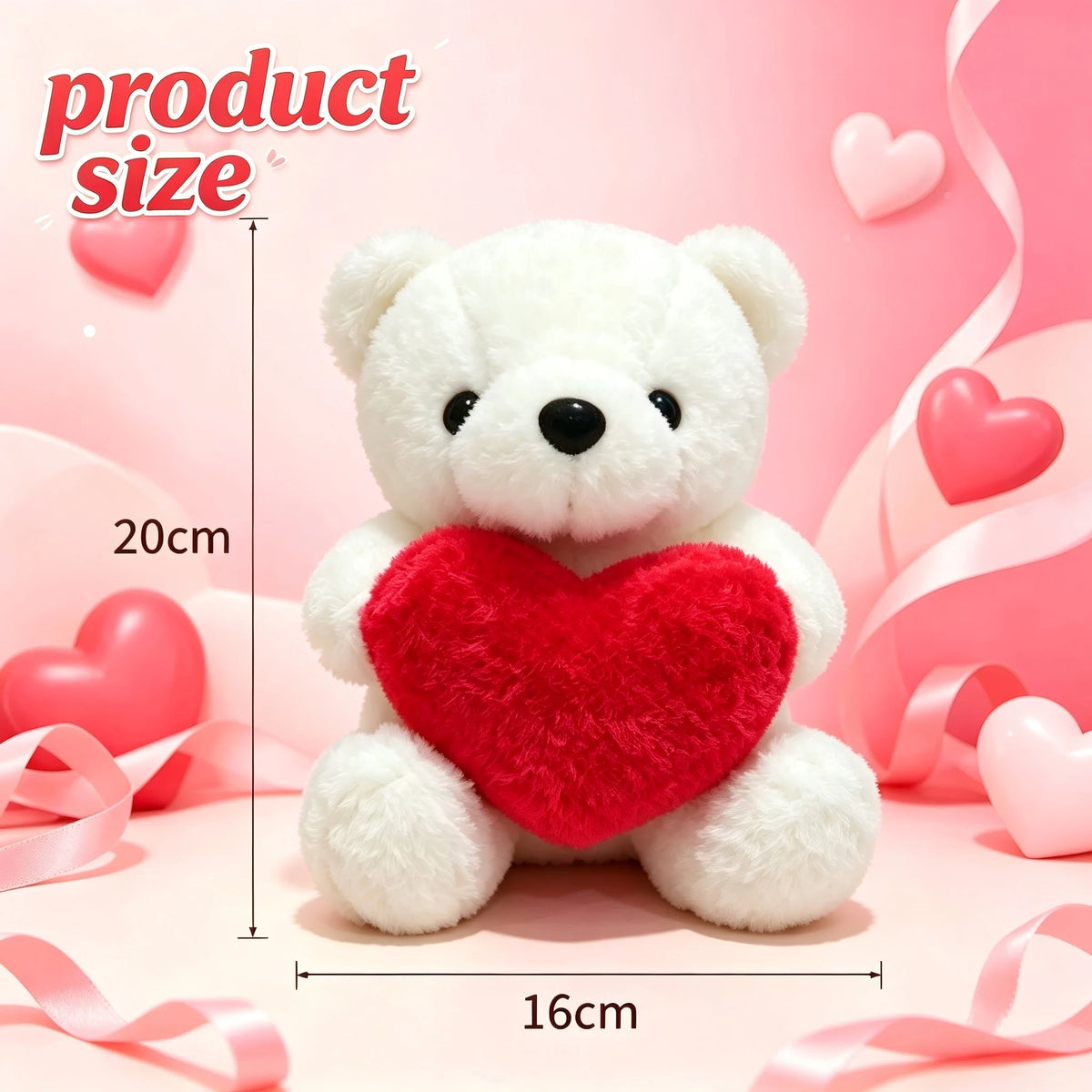 Teddy Bear With Heart Plush Cuddly Stuffed Bear Gifts Holding Heart for Valentine's Day Wedding Gift Giving Romantic Love Toys