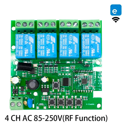 Tuya / Ewelink 4CH WiFi / Zigbee Smart Relay Switch Module 4 Channel AC DC 7-32V 85-250V RF433 Receiver for Alexa Google Home