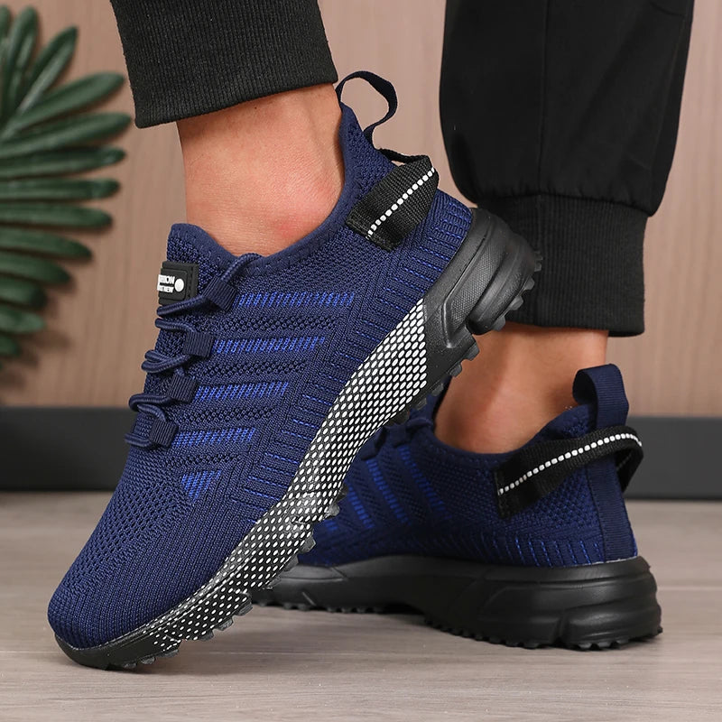 Men's Breathable Running Shoes Anti Slip Casual Fashionable Outdoor Training Hiking Shoes Outdoor Knitted Lace Up Men's Shoes