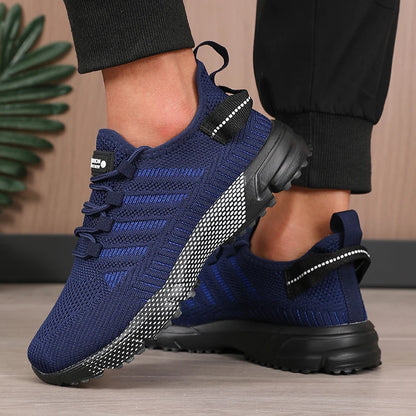 Men's Breathable Running Shoes Anti Slip Casual Fashionable Outdoor Training Hiking Shoes Outdoor Knitted Lace Up Men's Shoes