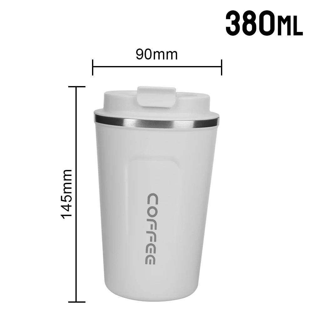 Thermo Cafe Coffee Mug - 380/510ML Leak-Proof Travel & Car Thermos, Double Stainless Steel for Tea, Water, Coffee