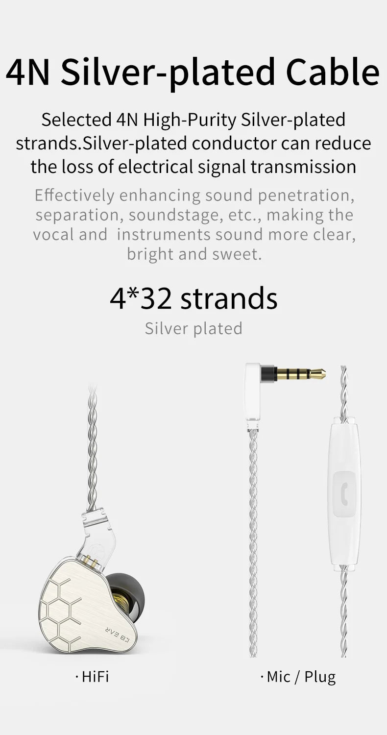 KBEAR Lark 1DD+1BA Hybrid IEM HiFi Earphones Zinc Alloy Shell 10mm Dynamic Driver Wired Headphones with Detachable 2Pin for Audiophile & Studio