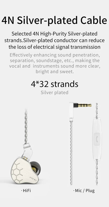KBEAR Lark 1DD+1BA Hybrid IEM HiFi Earphones Zinc Alloy Shell 10mm Dynamic Driver Wired Headphones with Detachable 2Pin for Audiophile & Studio