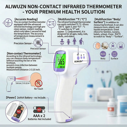 Non-Contact Infrared Forehead Thermometer LED Digital Finger Oximeter Body Temperature Blood Oxygen Saturation Monitor Test Kit