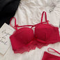 BANERDANNI Kawaii Anime Bra Set Japan Maid Lace Bralette with Thicken Pads Cut-Out Design Small Bust Enhancer Pure-Sex Underwear