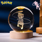 6CM Pokemon 3D Crystal Ball Figure Toy Anime Gengar Rayquaza Pikachu Lugia Vaporeon Glass Ball Model Night Light Room Decoration