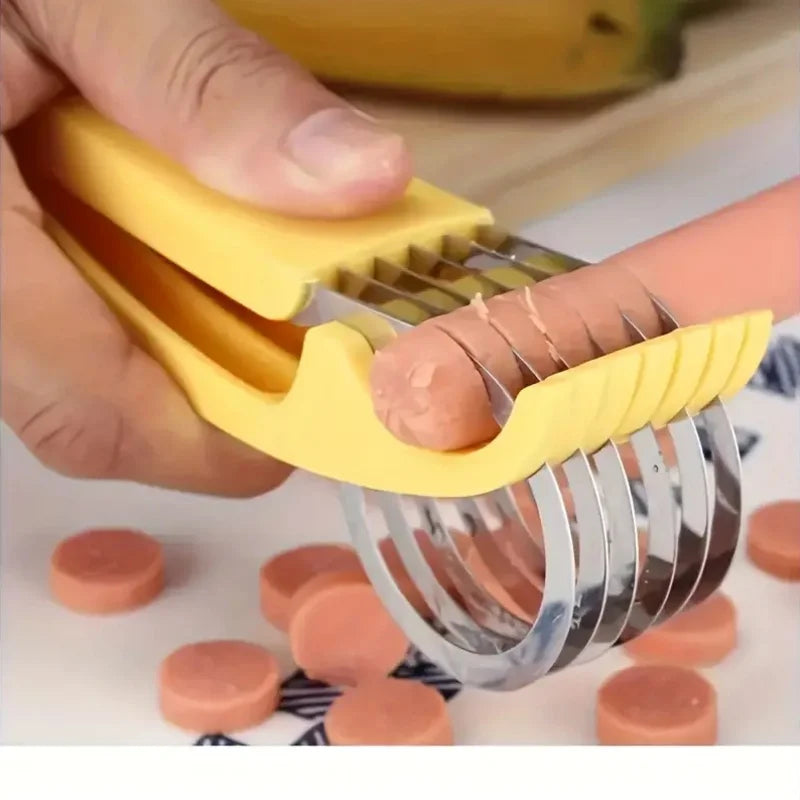 1pc Stainless Steel Manual Slicer - Food-Safe, Easy-to-Use, Round Blade for Bananas, Cucumbers & More - Durable Kitchenware