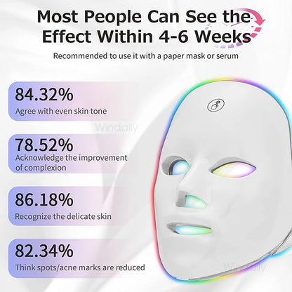 7 Colors Wireless Led Face Mask Therapy Photon USB Recharge Facial Mask For Anti Aging Skin Rejuvenation Skin Care Beauty Device