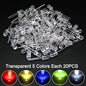 100PCS F5 LED Diode 5MM Assorted Kit White Green Red Blue Yellow Orange Pink Purple Warm White DIY kit Light Emitting Diode bxv