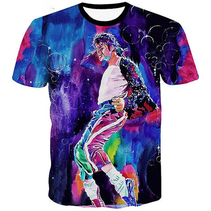 Summer Fashion Hip Hop Artist Print Retro Cool Casual Men's Harajuku Street Style Short-Sleeve Stylish Quick-Drying Breathable