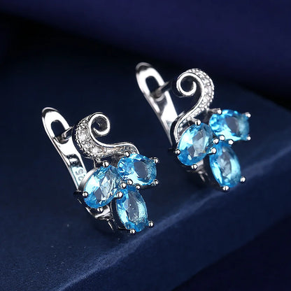 925 Sterling Silver Earrings Jewelry High Quality Retro Simple Pattern Purple White Zircon Earrings Hot Sale