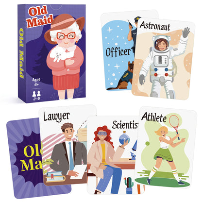 4 in 1  Kids Card Games: Go Fish, Old Maid, Memory Match, Slap Jack; Birthday Gifts for Boys and Girls Ages 4+; Educational Game
