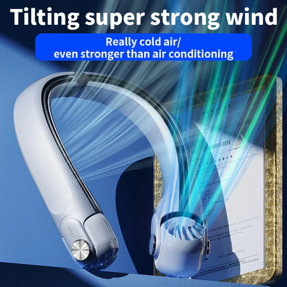 Rotor Neck Hanging Portable Fan, USB Rechargeable Adjustable Bladeless Turbo Cooling Fan for Dorm Home Outdoor