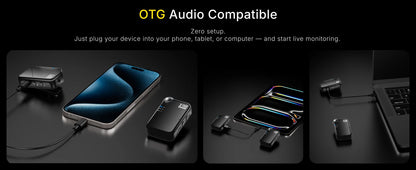 XTUGAJ02s Wireless in Ear Monitor System 2.4G Mini Stereo IEM System Low Latency One Transmitter More Receiver Stage Singer Band