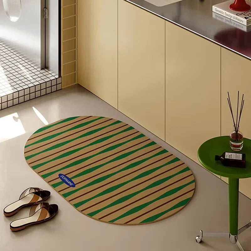 VIKAMA Light Luxury Minimalist Style Lineage Living Room Entrance Carpet Bathroom Entrance Anti-slip Floor Mat Home Decoration