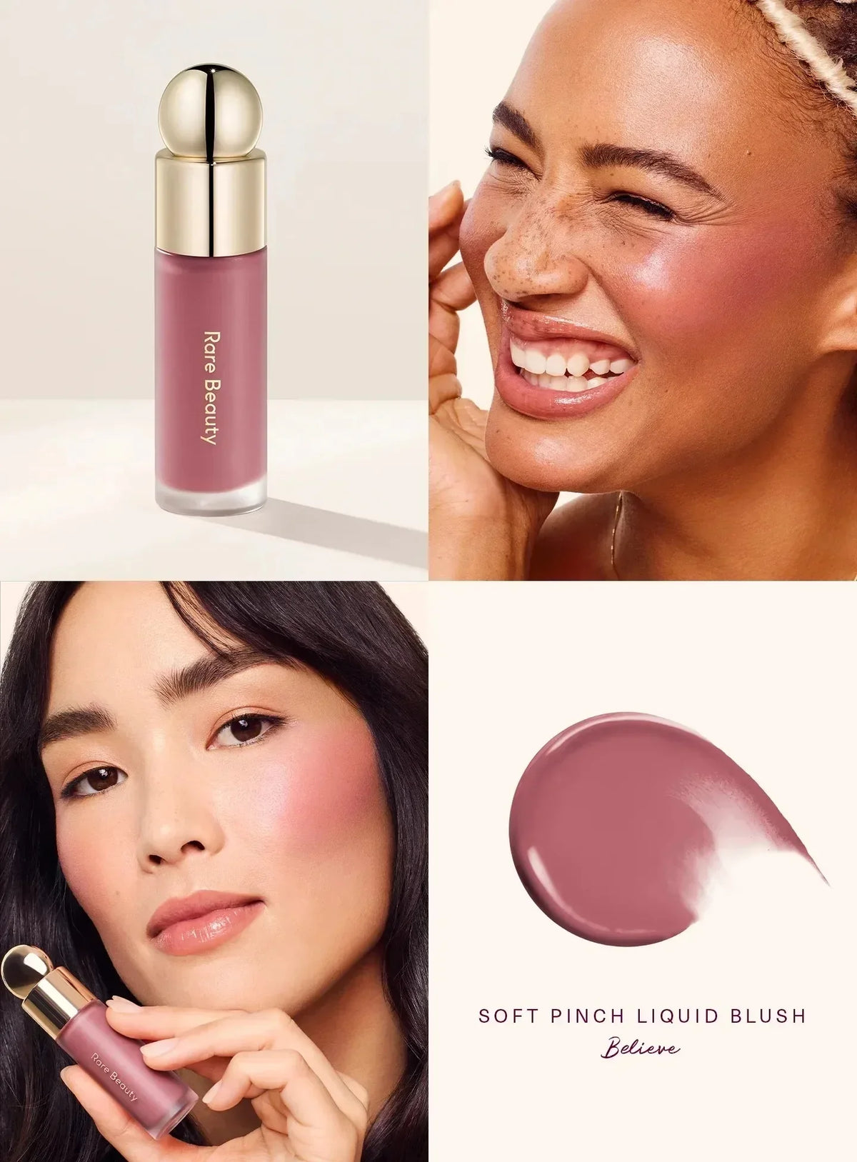 Rare Beauty Soft Pinch Liquid Blush Hope Love Virtue Happy Wonder Worth Silky and Glides On Smoothly Long Lasting Plump Makeup