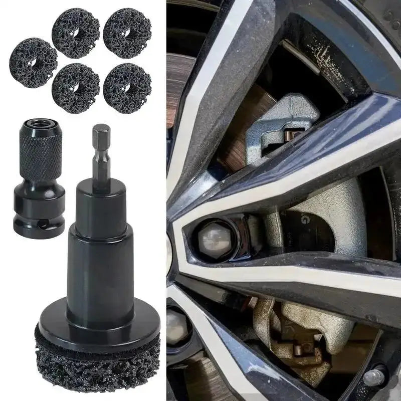 Wheel Hub Cleaning Kit Inner Rim Cleaner Tool Brake Hub Cleaning Kit Fits Power Drill 1/2" Impact Driven Wrenches Rust Removal