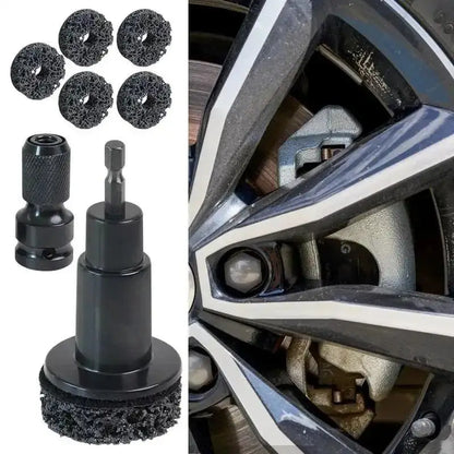Wheel Hub Cleaning Kit Inner Rim Cleaner Tool Brake Hub Cleaning Kit Fits Power Drill 1/2" Impact Driven Wrenches Rust Removal