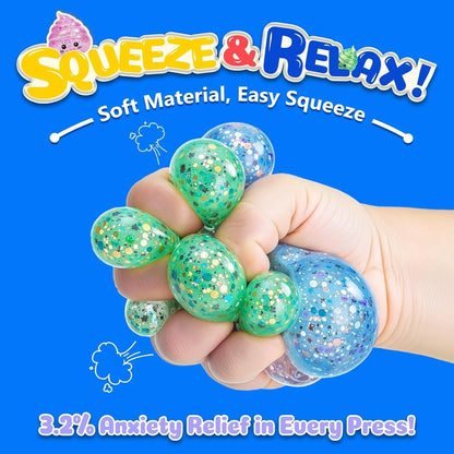 Prank Gift Glitter Funny Stress Ball Squishy Poo Squishies Toys Stretch Squeeze Fidget Novelty Toys for Kids Adults Fool Day