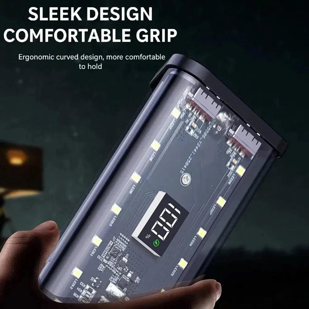 6*18650 Transparent Shell Power Bank Case 22.5W Fast Charging Detachable Powerbank Case LED USB Type C Port Battery Storage Box