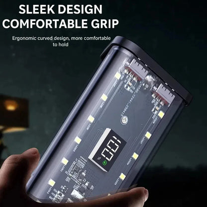 6*18650 Transparent Shell Power Bank Case 22.5W Fast Charging Detachable Powerbank Case LED USB Type C Port Battery Storage Box