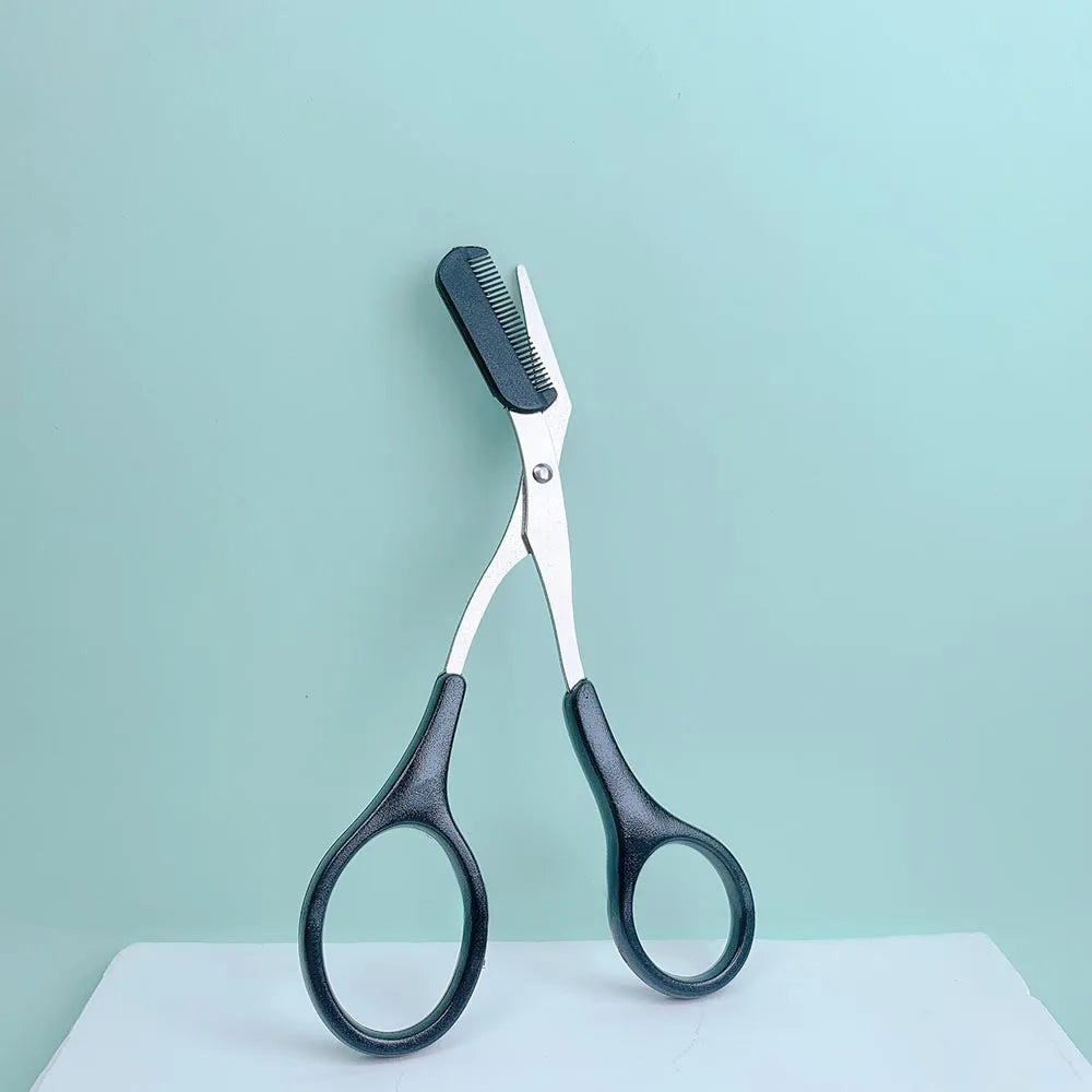 Eyebrow Trimming Scissors Professional Built-in Comb Stainless Steel Non-Slip Brow Shaper Hair Removal Beauty Tool for Men Women