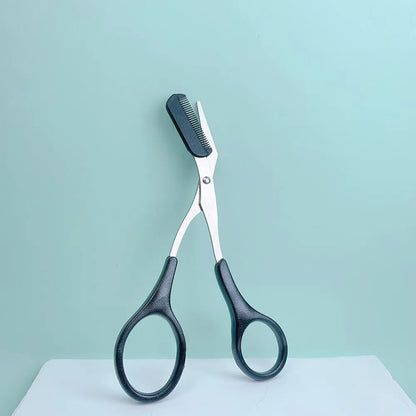 Eyebrow Trimming Scissors Professional Built-in Comb Stainless Steel Non-Slip Brow Shaper Hair Removal Beauty Tool for Men Women