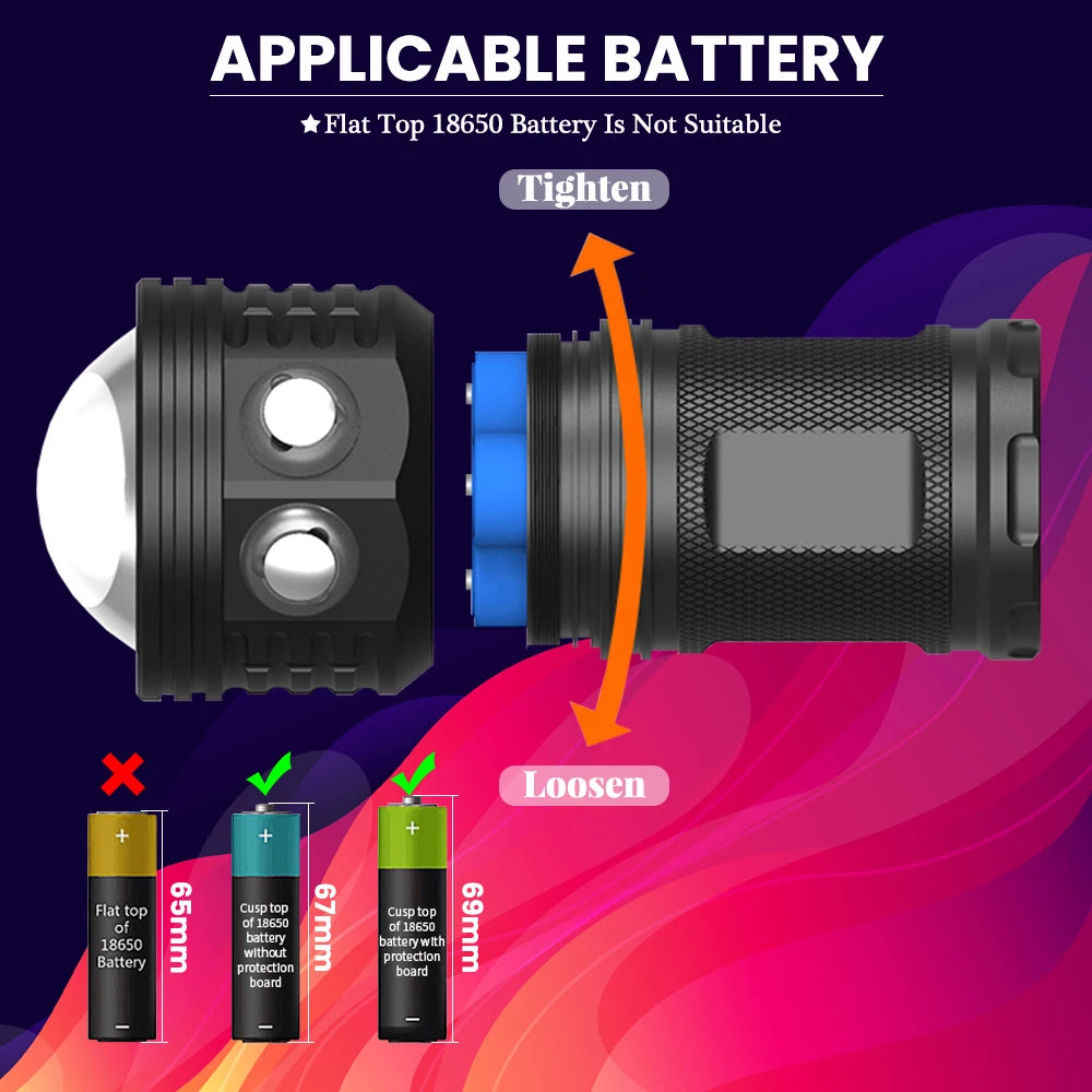 Asafee DRC01 COB LED 6000LM 80M Underwater Diving Flashlight White Red Blue 80° Light 500M Range Torch IPX8 Waterproof Lantern