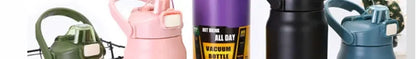 Stainless Steel Vacuum Bottle Large Capacity 1.2L/1.5L Insulated Thermo Water Flask Dual Use Lids Direct Straw Sport Gym Tumbler