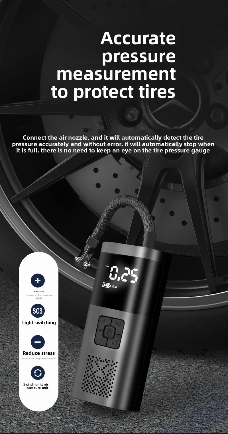 3-in-1 Wireless Car Inflator - Handheld Jump Starter & Power Bank for Car, Home & E-Bike