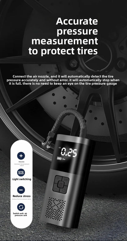 3-in-1 Wireless Car Inflator - Handheld Jump Starter & Power Bank for Car, Home & E-Bike