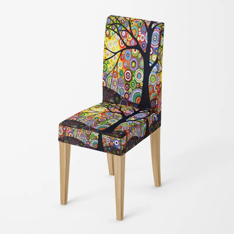 Home chair cover Oil painting style kitchen chairs Coversadjustable dining elastic fabricchairs covers chair cover for wedding