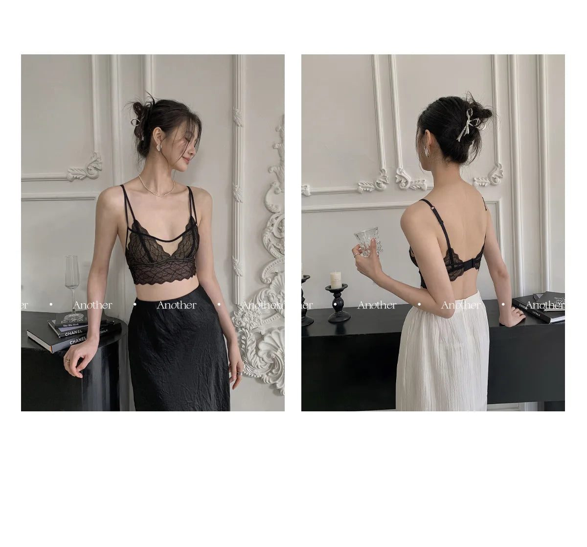 Sexy Lace Bralette No Underwire | French Triangle Cup Bra | Summer Thin Breathable for Women | Slimming Strappy Back Lingerie
