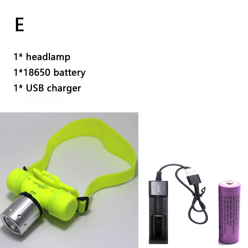 3800 Lumen Underwater Diving Headlight T6 Headlamp LED Waterproof Swimming Dive Head Light Torch Lamp Lighting Tactical Flash