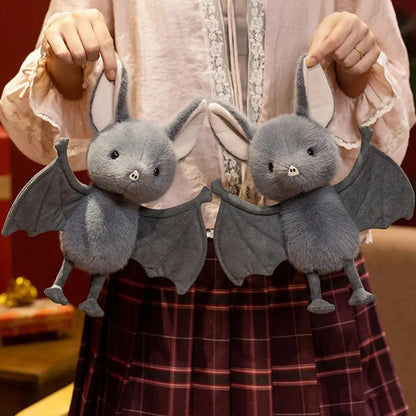 Cute Grey Bat Plush Toy Soft Stuffed Animal Doll Kawaii Bat Pillow Halloween Gift Decoration For Kids Girls Boys