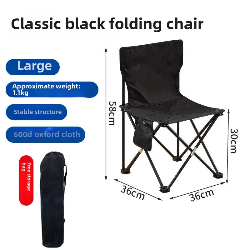 Outdoor Folding Tables and Chairs, Portable Carbon Steel Chairs for Wild Camping, Picnics and Outings