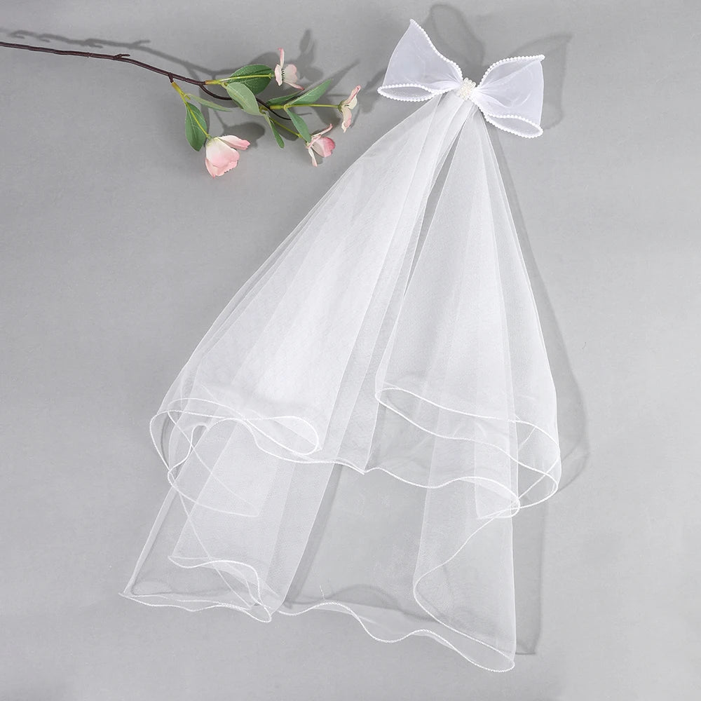 White Tulle Hair Clips For Girls Fairy Mesh Bow Large Hairpin Flower Barrette Summer Party Wedding Women Headdress Accessories