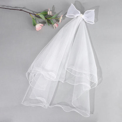 White Tulle Hair Clips For Girls Fairy Mesh Bow Large Hairpin Flower Barrette Summer Party Wedding Women Headdress Accessories