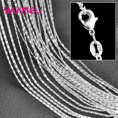Authentic 5PCS Solid 925 Sterling Silver Jewelry Chains Necklace with Lobster Clasps fit Men Women Pendant 18 Designs 16-30 Inch