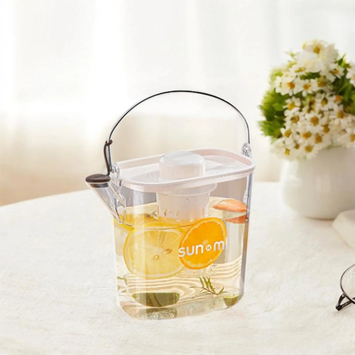 Beverage Dispenser 1200ml Teapot with Spigot Juice Water Pitcher Manual Cold Kettle for Lemonade Fridge Camping Garden Kitchen