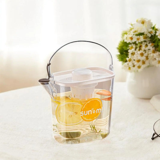 Beverage Dispenser 1200ml Teapot with Spigot Juice Water Pitcher Manual Cold Kettle for Lemonade Fridge Camping Garden Kitchen