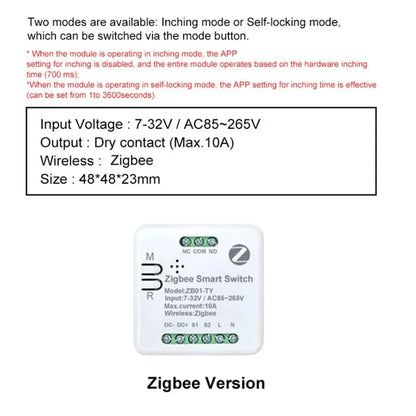 【ORNAMENT】Zigbee Smart Switch Module Mini Momentary Self-Locking 10A DIY Breaker Controller For Tuya/Smart Life App