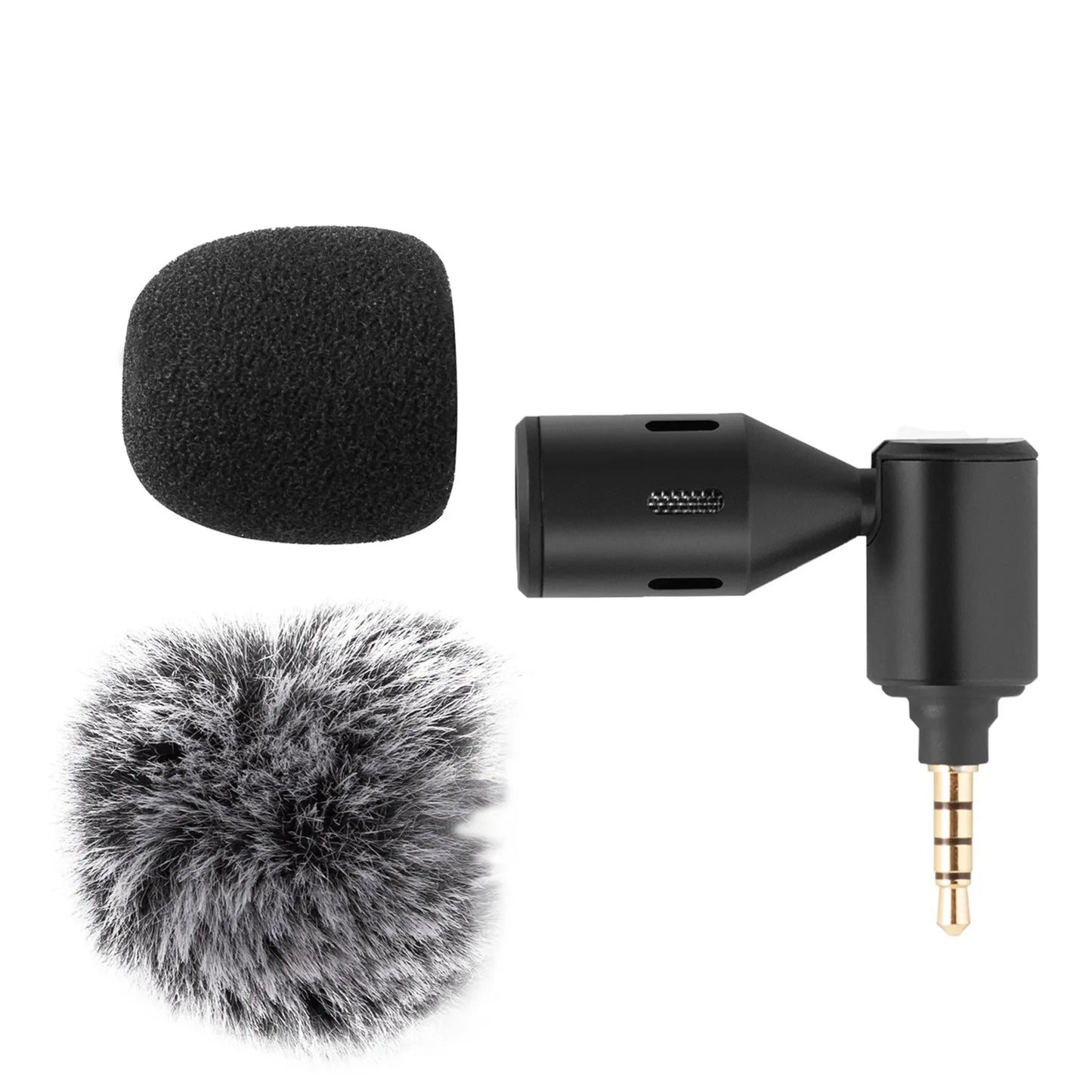 Plug-in Smartphone Microphone Mobile Phone Mic Cardioid Pickup Type-C Plug 90° Angle  with 2pcs Windscreen for Sm