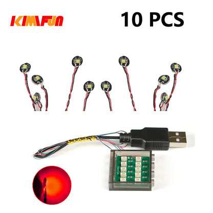 10PCS 0.8mm Pin RGB LED For LEGO Building Blocks USB Lamp DIY Street Light City Electric Decorate 1X1 Brick Compatible All Brand