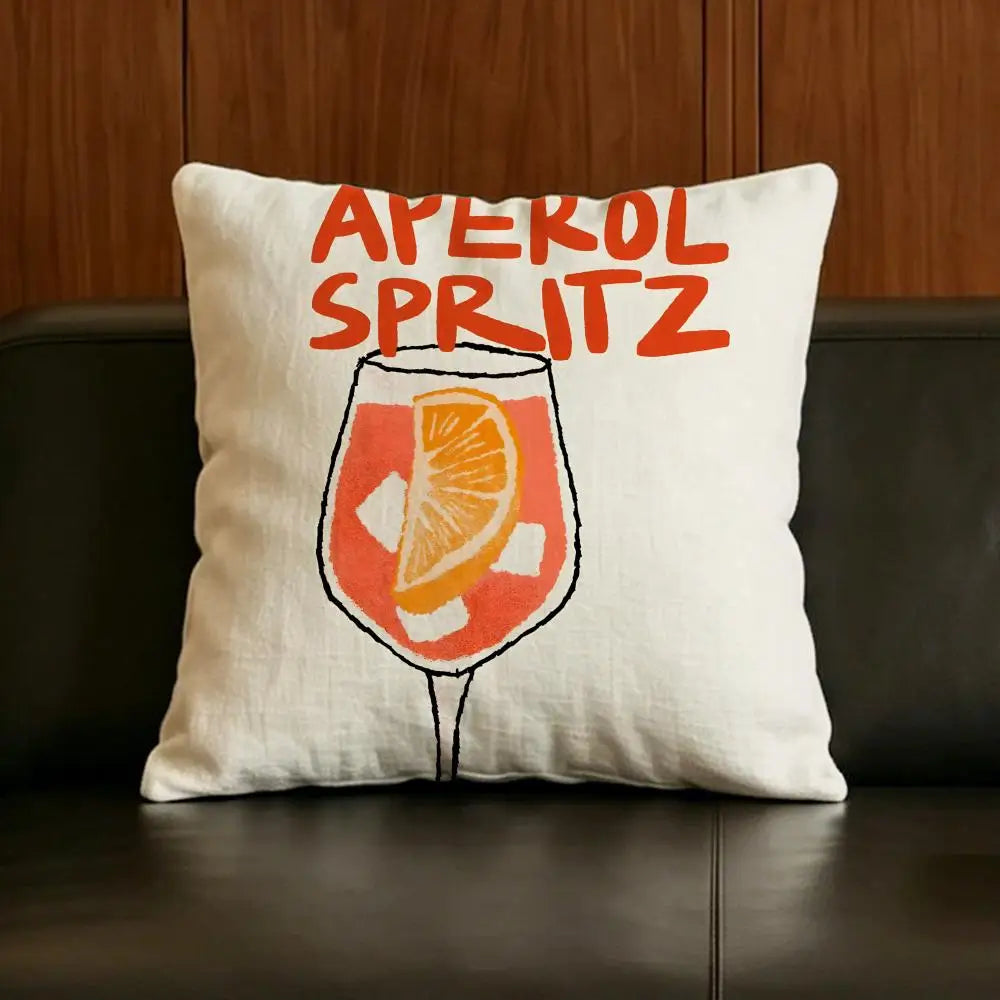 Brand A-Aperol L-Logo S-Spritz Cushion Cover Natural Linen Pillowcase Set, All-in-One Decor for Sofa, Bedroom & Chair