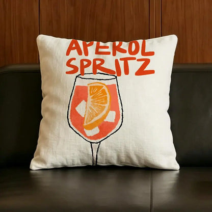 Brand A-Aperol L-Logo S-Spritz Cushion Cover Natural Linen Pillowcase Set, All-in-One Decor for Sofa, Bedroom & Chair
