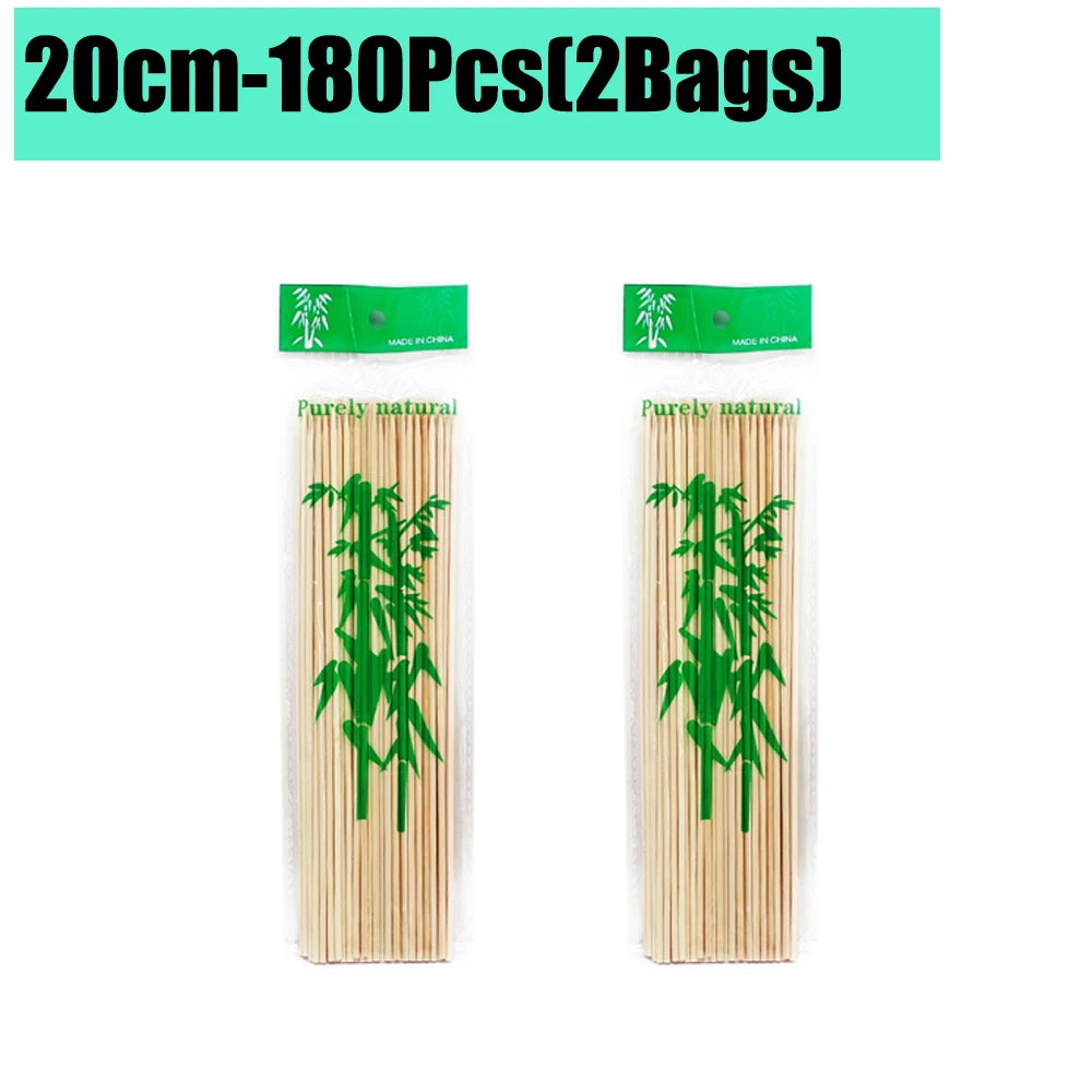 90-1350Pcs Bamboo Wooden BBQ Skewers Sticks Disposable 15/20/25/30cm for Grilling, Fruit, Kabob,BBQ, Barbecue, Camping, Outdoor