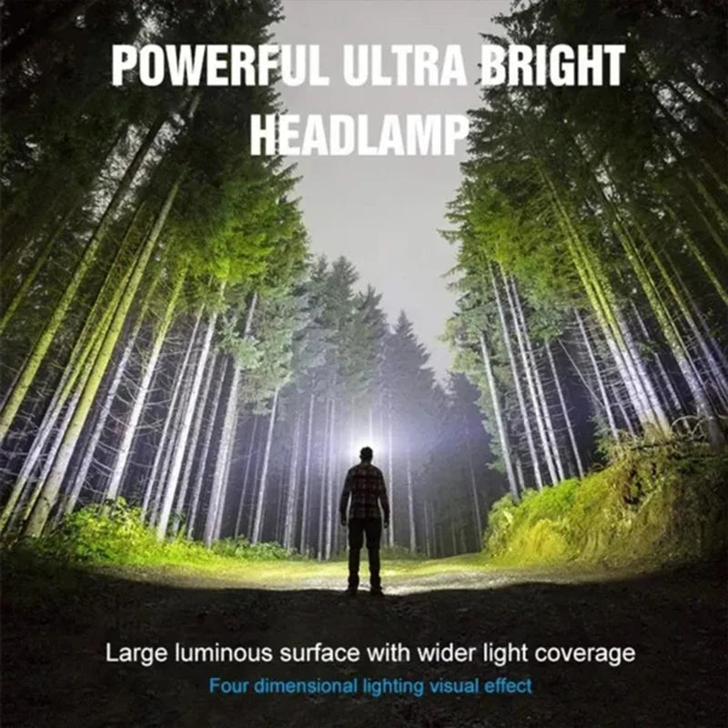 1~5Pack Headlamp USB Rechargeable LED Sensor Flashlight XPE+COB Torch Camping Waterproof Headlight for Fishing Lantern