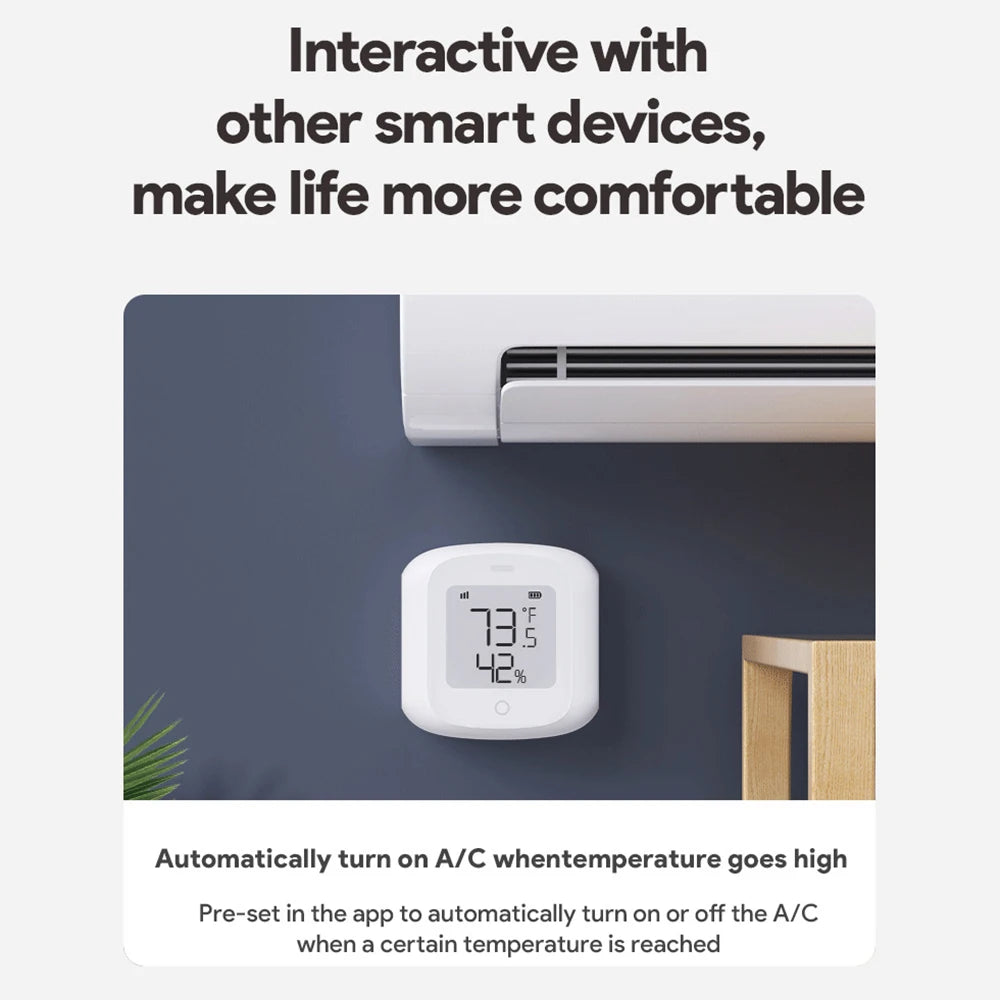 HOMEFISH Smart WiFi/Zigbee Temperature and Humidity Sensor Hygrometer Thermometer with LCD Display Support Alexa Google Home